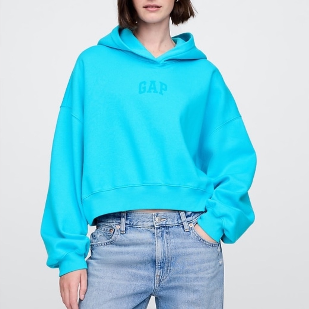 Gap cropped hoodie in cyan blue